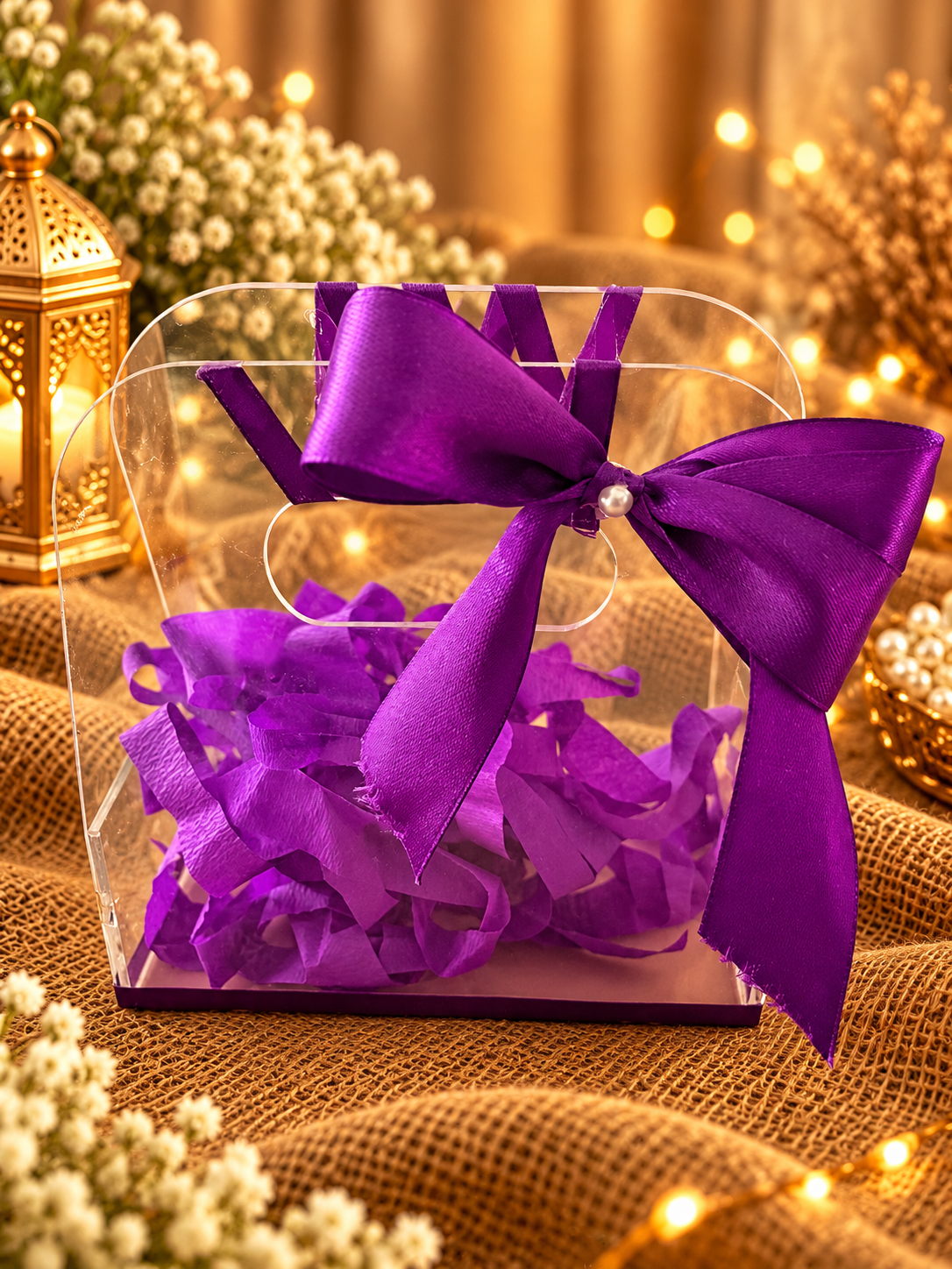 Royal Purple Transparent Acrylic Wedding Gift Box