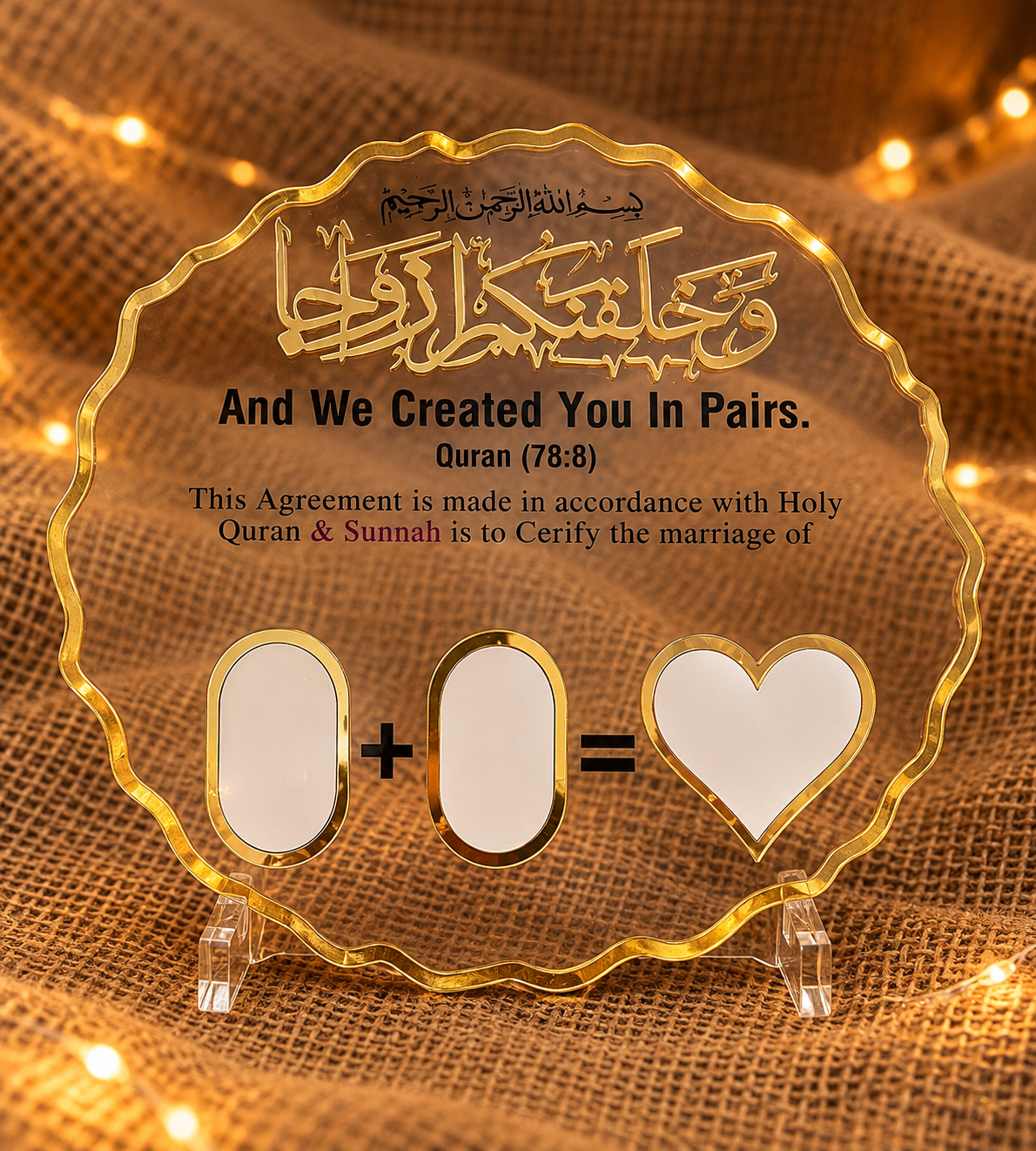 Golden Acrylic Nikah Nama Plaque