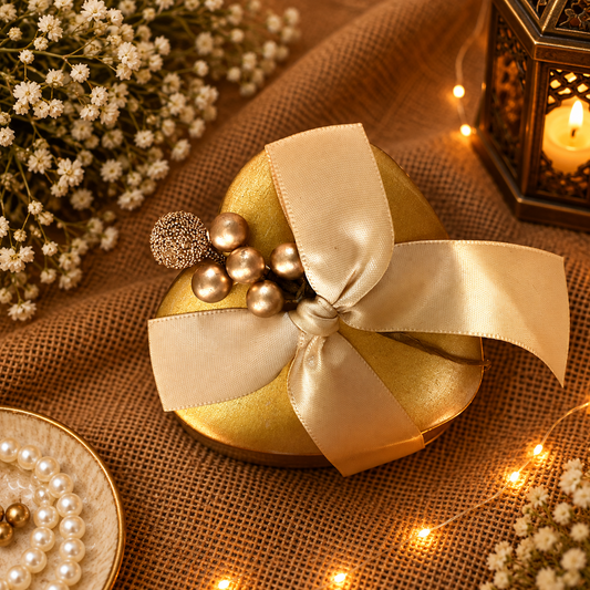 Golden Luxe Ribbon Wedding Favour Box | Wedding Gift Box