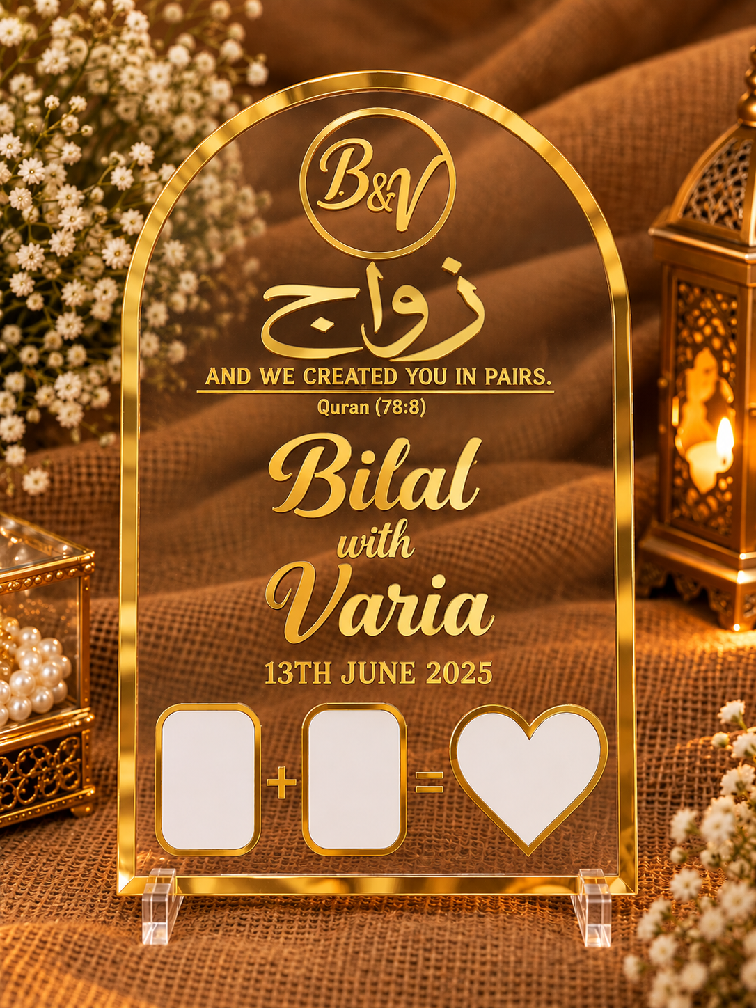 Golden Arch Acrylic Nikah Thumbprint Shield