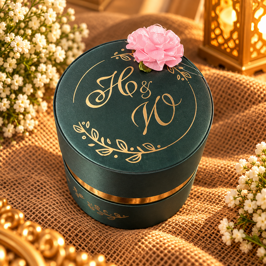 Personalised Emerald Green & Gold Wedding Bid Box